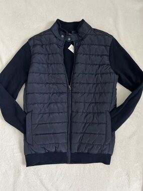 Men’s M Quilted Front Zip Jacket in Navy